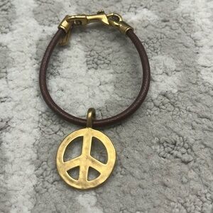 Coach Leather Peace Sign Bracelet
